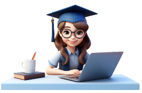 Student with laptop illustration